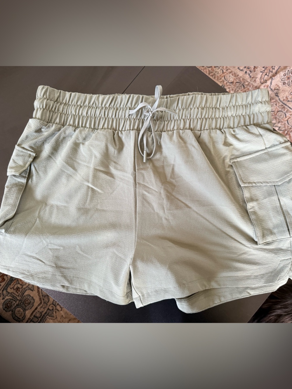 90 Degree By Reflex Sage Green Elastic Waist Active Shorts